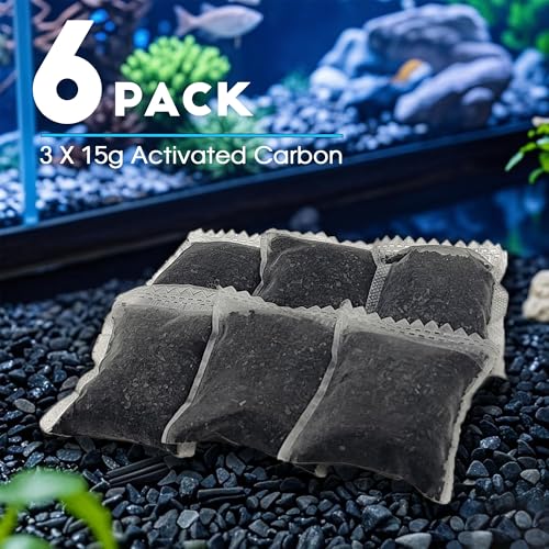 xcivi 6PCS Activated Carbon Filter Media for Marineland Canister Filter | Strong impurity adsorption, absorbs fish waste & leftover feed, monthly replacement, spare storage, cost-saving bulk set