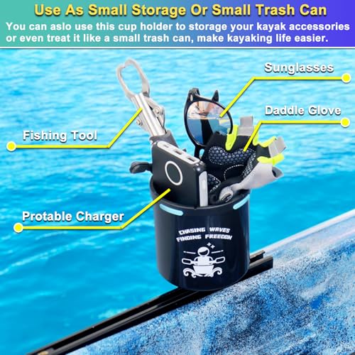 Huntury Kayak Cup Holder with Rubber Tabs, Fishing Tool and Lures Storage, Kayak Water Bottle Holder, Kayak Drink Holder, Tracck Mount Accessories, Track Mount Gear, Pack of 2 - color: Track Mount Only（2 Pack)