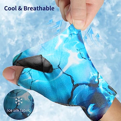 Sun Gloves UPF 50+ Fishing Gloves, Fingerless Sun Protection UV Protection Fishing Gloves Men/Women for Kayaking, Hiking, Paddling, Driving - color: Blue, size: Large