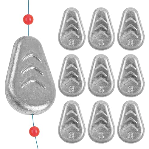 No Roll Sinker Fishing Weights Sinkers, Catfish Sinkers Flat Inline Sinkers Weights No Snag Slip Sinkers Saltwater Surf Fishing Weights Gear Tackle Fishing Weights Sinkers for Catfishing Rigs - style: 3oz-5pcs