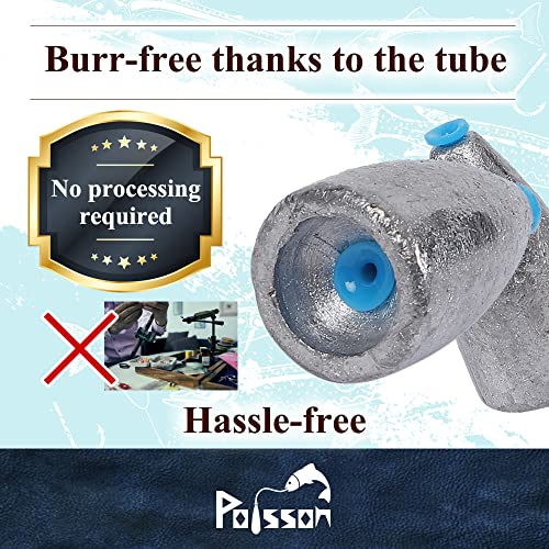Poisson Bullet Sinker Burr-Free Built-in Tube Lead Worm Fishing Sinker Weight - style: 0.35 Oz 30 Pcs