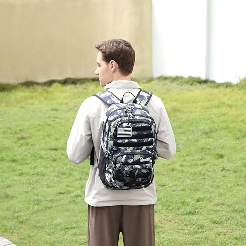 Wotony Military Tactical Backpack for Men Army 3 Days Assault Pack Bag with Molle System for Outdoor Adventures (green leaves, 25L) - color: Green Leaves, size: 25L