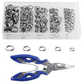 WMYCONGCONG 200 PCS Stainless Steel Fishing Split Rings Double Snap Lure Tackle Connectors with Split Ring Pliers Hook Remover for Fishing Lure Tackle Set