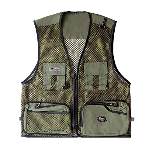 Foldable Outdoor Fishing Camping Travel Mesh Vest, Multi-Pockets Photography Lightweight Vests - color: Green, size: Medium