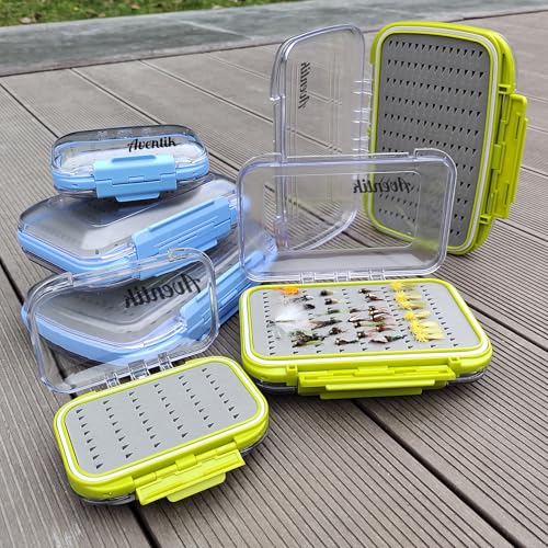 Aventik Waterproof Clear Fly Box Double Sides Floating Lightweight Fly Fishing Case Large Capacity Grip Foam Nymph Wet Dry Flies Lure Box(H18 Green, SIZE C:7.32X4.56X1.57inch) - color: Green, size: SIZE C:7.32X4.56X1.57inch