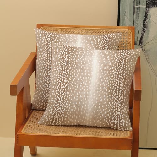 Brown Antelope Pillow Covers 16x16 Inch Set of 2 Deer Animal Skin Print Throw Pillows Outdoor Decorative Modern Antelope Pillowcase Cotton Cushion Cases for Bed Sofa Couch - color: Brown Antelope, size: 16" x 16" (Pack of 2)