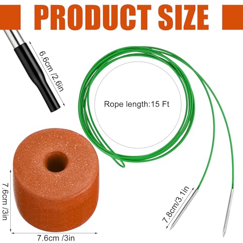 2 Pcs Fishing Stringer Heavy Duty with Float, Fish Stringer System, 15 ft 550lbs Fishing Holder with Metal Needle, Durable Rubber for Caught Fish Freshwater Saltwater Angling - color: Green