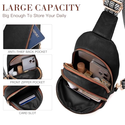 Viverte Crossbody Bags for Women Initial Sling Bag Cross Body Fanny Packs Personalized Gifts for Mom Women Wife - color: Black with Brown, style: H
