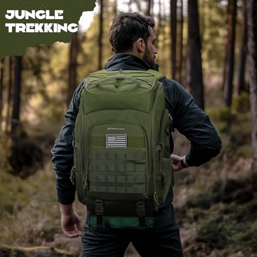 Maelstrom Tactical Backpack for Men, Water Resistant 40L Military Bag | Molle System, 900d Polyester, Laptop Pocket, Load Compression, Tripod Straps, For Hunting, Travel, Hiking,Gym, Camping - color: C.army Green