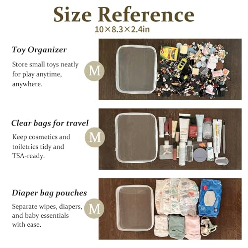 4 pcs Clear Zipper Pouches,Hard Shell Zipper Case, Toiletry Bag for Travel, CLear Diaper Bag, Toiletry Pouch, Travel Organizer, Cosmetic Bag,Toy Storage Bins (M+3S)(Black) - color: Black, size: M+3S