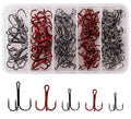 Fishing Treble Hooks Kit for Saltwater Freshwater, High Carbon Steel Barbed Treble Hooks Strong Sharp Round Bend Triple Fishing Hooks for Catfish Bass Trout Hard Baits Lures