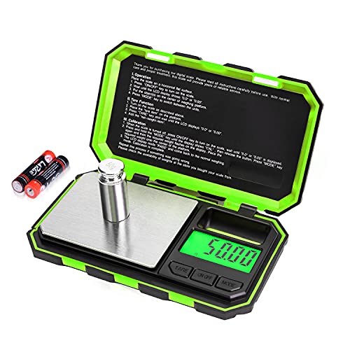 Fuzion Pocket Gram Scale, 500g x 0.01g Digital Jewelry Scale, 6 Modes Conversion Mini Scale with LCD Display, Tare for Herb, Food, Jewelry, Medicine - color: Green, size: 500/0.01g