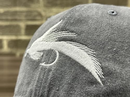 Fishing Baseball Cap for Men Women, Adjustable Embroidered Hat | Fishing Gear, Outdoor Adventure Design, Precision Embroidery Craft, One Size Adjustable Fit - color: Fly Fishing Lures (Washed Grey)