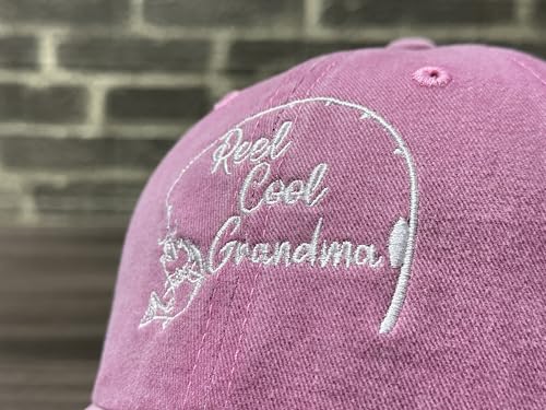 Fishing Baseball Cap for Men Women, Adjustable Embroidered Hat | Fishing Gear, Outdoor Adventure Design, Precision Embroidery Craft, One Size Adjustable Fit - color: Grandma (Washed Pink)