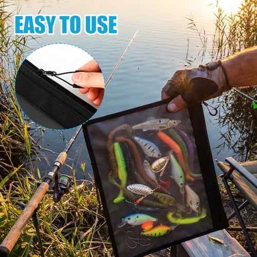 6 Pack Large Fishing Tackle Storage Bags, 12x16 Inch Clear Waterproof Bait Organizer with Heavy Duty Zipper for Soft Plastic Lures Hooks