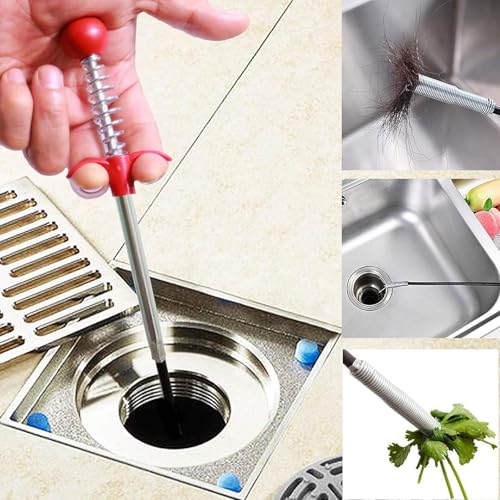 Upgraded Drain Snake 76" with Hook, Plumbing Snake Auger Tool, Sink Snake Drain Clog Remover for Bathroom Kitchen - style: 76 IN