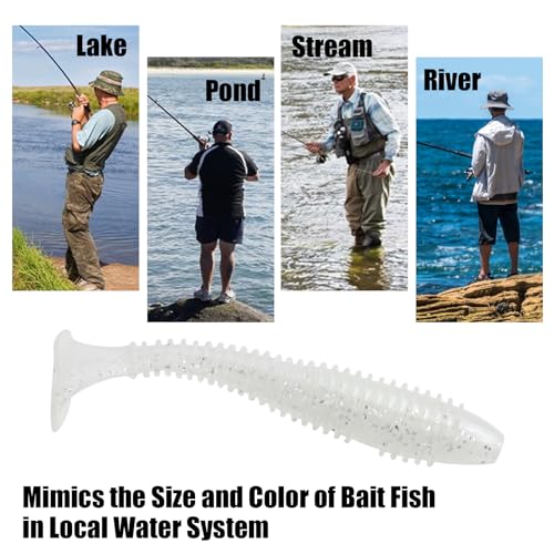 Paddle Tail Swimbaits, 2.5 inch/3inch Soft Lures Fishing Trout Crappie Bass for Freshwater and Saltwater 75PCS/60PCS - color: White Pearl, size: 2.5 inch, 75 PCs