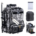 Goture Fishing Backpack, 900D Water-Resistant Tackle Backpack with Rod Holders, 45L Large Fishing Bag Storage Gear Tackle Bag with 8 Lure Pockets, Rain Cover for Camping Hiking(Without Tackle Box) - color: 45L Digital Camo with 8 Lure Pockets