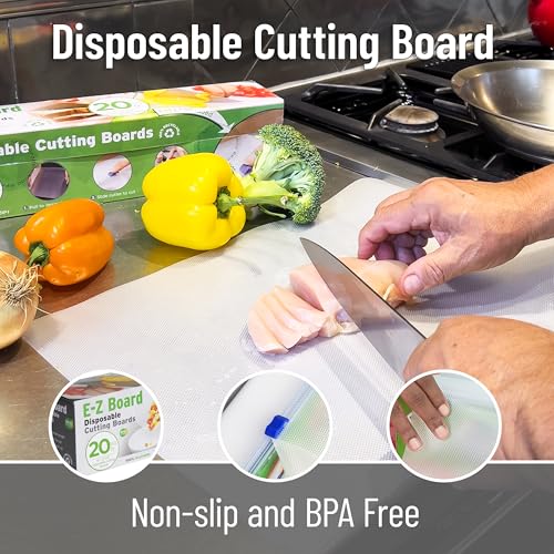 Mind Reader E-Z Board Disposable Plastic Cutting Board, 20 Square Feet, Easy Clean-Up and Convenient Use, Ideal for Camping, Hunting, Boating, and For People With Food Allergies, Clear - style: 1 Pack