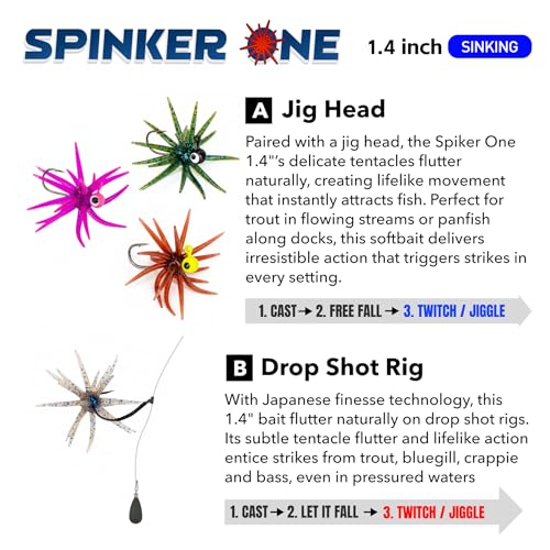 Tentacle Creature Lure, Japanese Style Soft Plastic Baits for Bass Fishing - for Drop Shot, Wacky Rig/Neko Rig and Finesse, Slow Sinking, Soft Bait by Velrifya - color: 03-Scuppernong, size: 1.4-INCH