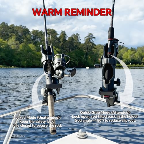 HITORHIKE Fishing Rod Holder Universal Fit Kit Allows for 360-degree Adjustment Kayak Fishing Boat Powerlock Rod Holder - style: Fishing Rod Holder X2+rail Mount X2