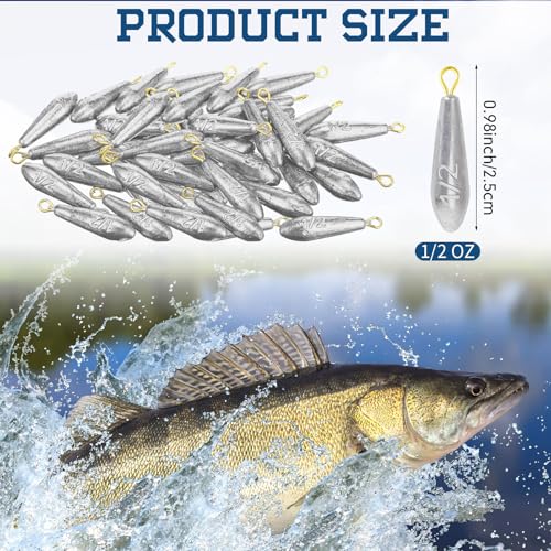 Landhoow Drop Shot Fishing Sinker Weights Kit Freshwater Catfishing Fishing Sinker Bass Casting Removable Line Saltwater Streamlined Snap Weight for Trolling Surf Tackle - size: 1/2 oz