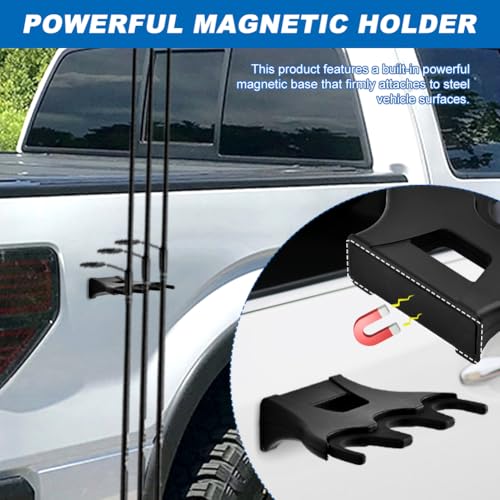 Magnetic Fishing Rod Holder for Car, Portable Fish Rod Rack with 3 Slots, Outdoor Fishing Rods Storage Rack, Magnet Vehicle Fly Pole Holder with Hook Remover Tool