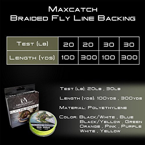 M MAXIMUMCATCH Maxcatch Braided Fly Line Backing for Fly Fishing 20/30lb(White, Yellow, Orange, Black&White, Black&Yellow, Blue, Pink, Green, Purple) - color: Green&Black&Blue, size: 20lb,100yards