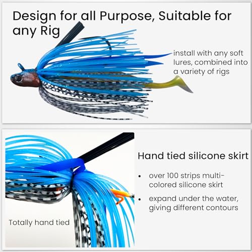 Pristis Jig Head Fishing Lures for Freshwater Saltwater, Weedless Swim Jig Teasers with Sharp Hooks & Exquisite Coating, Pre-Rigged Vibrating Swimbaits Kit Gear for Bass Crappie Walleye Trout Pike - color: 3 pcs Swim Jigs