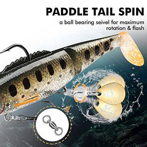 TRUSCEND Shadtale Easy Catch Soft Fishing Lures with BKK Hooks - Trembly Sinking and Vibrating Swim for More Bites, Pre-Rigged Swimbaits for Bass, Trout, Crappie, Walleye, Freshwater Saltwater Fishing - color: D1-3.5"-0.6oz