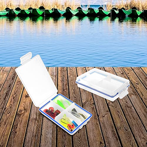 4 Pcs Mini Waterproof Tackle Organizer - Small Fly Fishing Box with Dividers for Hooks, Flies, Beads & Lures - size: 4in(L)×2.5in(W)×1in(H)