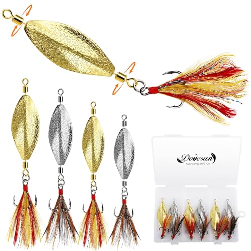 Dovesun 6 pcs Fishing Jigging Spoon Lures for Freshwater Saltwater Casting Spoon with Treble Hook Jig Swivel Hard Metal Spinner Baits for Bass Trout Pike Salmon 1/5oz 1/4oz 3/8oz 1/2oz - color: 6pcs-1/4oz-7G