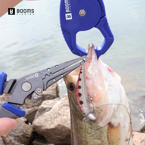 Booms Fishing Pliers Hook Remover: 7.5" Split Ring Pliers and Fish Hook Remover for Saltwater and Freshwater - Braid Line Cutter & Crimper with Lanyard - XW15 Multi-Function Fishing Tool for Angles - style: 7.5" fishing pliers