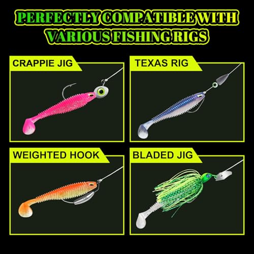 MAFIMOEA 40/30/25Pcs Paddle Tail Swim Baits Lures Fishing Soft Plastic Lure Kit for Bass Trout Walleye Crappie 6.5cm 7.5cm 10.5cm - color: Blue, size: 3.15IN/8CM - 30PCS