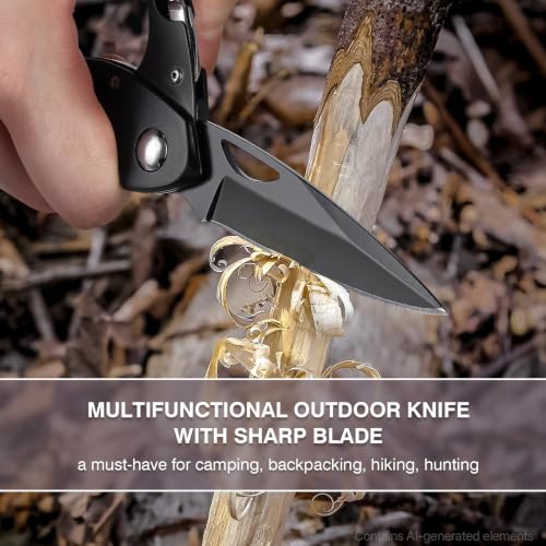 FUNBRO Multitool Carabiner with Pocket Knife, Stocking Stuffers Gifts for Men, EDC Carabiners with Folding Knives, Bottle Opener, Window Breaker and Screwdriver, Survival Gear for Camping Hiking - color: Black