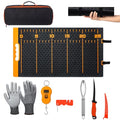 7 Pcs Fish Fillet Knife Set Fishing Cleaning Kit with 7" Stainless Steel Fillet Knife Non-slip Silicone Fish Mat Digital Scale Sharpener Scaler Cut Resistant Gloves Carrying Bag(Orange)