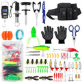 Fishing Tool Kit - 112pcs Fishing Gear & Equipment, Fish Pliers, Hook Remover, Scale, Scissors, Lip Gripper, Lures - color: Black