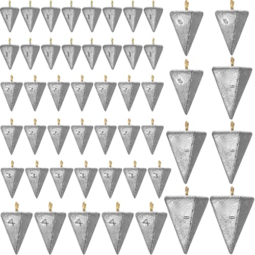 Shimeyao 18 Pieces Pyramid Sinkers Fishing Weights Triangle Fishing Sinkers Rig Pyramid Sinker for Ocean Saltwater Surf Bass Casting Gear Tackle - size: 1, 2, 3, 4, 5, 6, 8oz