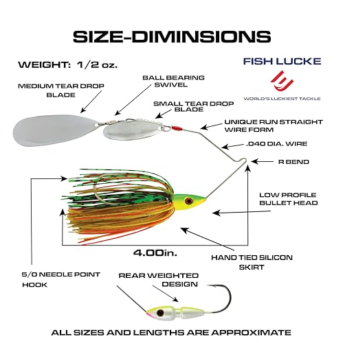 Luck E Strike Hydra-Vibe Spinner Bait with Custom Blades - color: Shell Cracker, size: 1/2 OZ