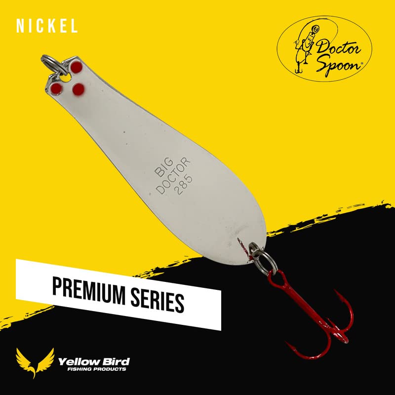 Doctor Spoons Fishing Lures Series - Made in USA - Saltwater & Freshwater - Eagle Claw Hook - Walleye, Bass, Northern, Pike, Salmon, Trout, Striper - Casting, Jigging, Trolling, 3 Pack - color: Nickel, size: 3 3/4" | 5/8 oz