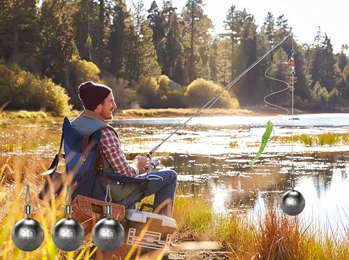 50Pcs Round Fishing Weights Sinkers Ball Fishing Weights Casting Drop Shot Sinkers Catfishing Sinkers Lead Weights Sinkers with Barrel Swivels for Saltwater Freshwater Fishing-(3.5-10g) - size: 3/8oz(10g)-40 Pack