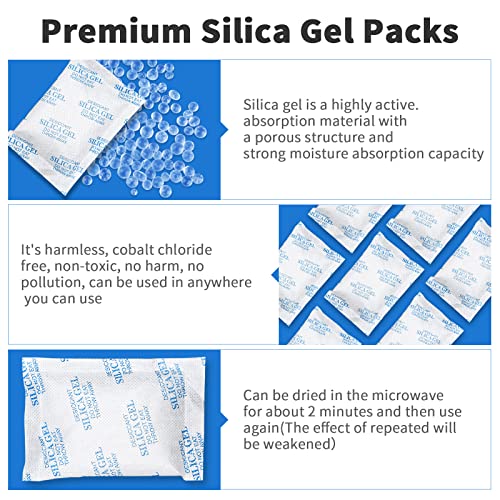 Absorbking Silica Gel Packets, 20 Gram 80 Packs Food Safe Moisture Absorbers, Desiccant Packs for Storage, Reusable Desiccant for Foods, Storage Bins, 3D Filaments, Electronics, Safes - size: 20g(80-pack)