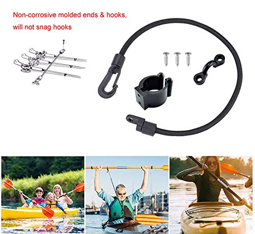 Rod Straps for Bass Boat, Deck Mount Connector Mount Rod Strap, Rod Holders for Boat Deck with Straps + Kayak Paddle Clip, Canoe Kayak Boat Fishing Rod Replacement Accessories - 4Pcs