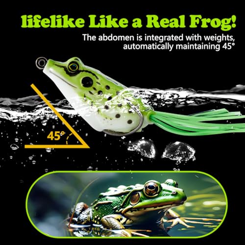 5PCS Frog Lure Kit - Topwater Fishing Lures for Pike, Snakehead & Freshwater Fish | Soft PVC Baits with Weedless Hooks - Perfect for Dense Vegetation | Ideal Lure Set for Anglers inSaltwater - color: 5pc, 3.67in/0.46oz, size: 2.165in/5.5cm