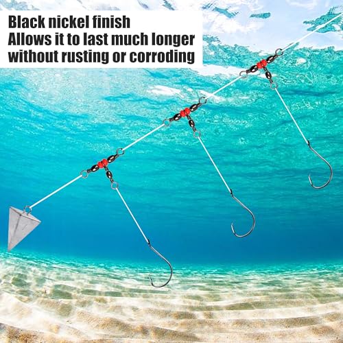 OROOTL 3 Way Swivel Fishing Tackle, 60pcs T Turn Three Way Fishing Swivels Black Nickel Plated Cross Line Barrel Triple Swivels for Catfish Rig Saltwater Freshwater - size: Size 1*3 -100LB