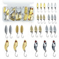 28pcs Spoon Fishing Lures Set with Hooks, Hard Metal Trout Spoons & ice Fishing Spoons for Salmon, bass, and Saltwater Fishin - color: Gold&Silver