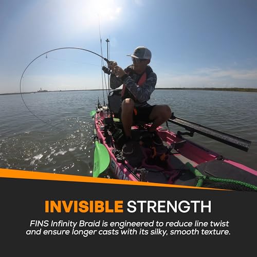 FINS Infinity Braided Fishing Line – USA Made, Silky Smooth 8-End Jet Black Braid for Superior Casting Distance, Quiet Performance Through Guides, Stealthy Freshwater and Saltwater Presentations - size: 150 Yards