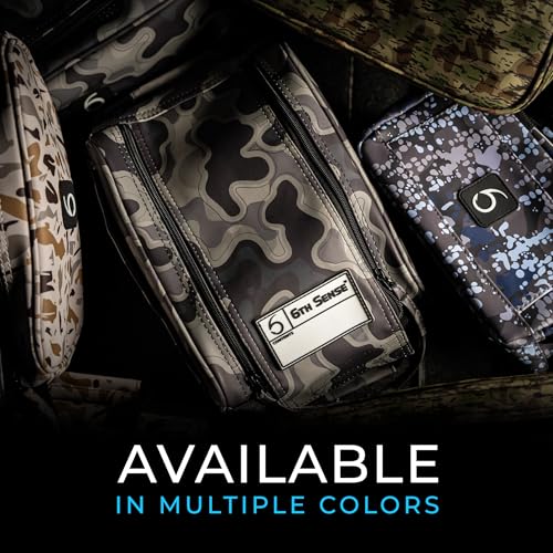 6th Sense – Bait Bag – Soft Plastic Storage Bag – Holds 15 to 20 Packs – Tackle Organizer – Clear Label Window - color: Woodland Camo - Brown