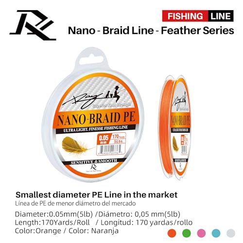 Ultra Slim Braided PE Fishing Line, Strong Knot Strength, Deign for Ultra Light Freshwater Fishing, Come with 3lb Test or 5lb Test, 170Yds Each Spool - color: Orange, size: 0.05mm-5Lbs