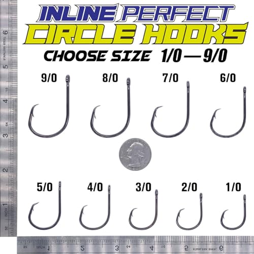 LURELINK-Inline-Circle-Hooks-Saltwater-for-Catfish-Bass-Octopus-Hooks-Fishing-Hook-Freshwater 50 Pack - color: Black, size: 5/0 50-Pack